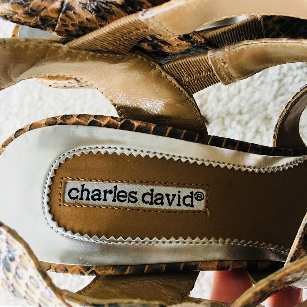 Charles David Double Buckle Python Heels - image 3